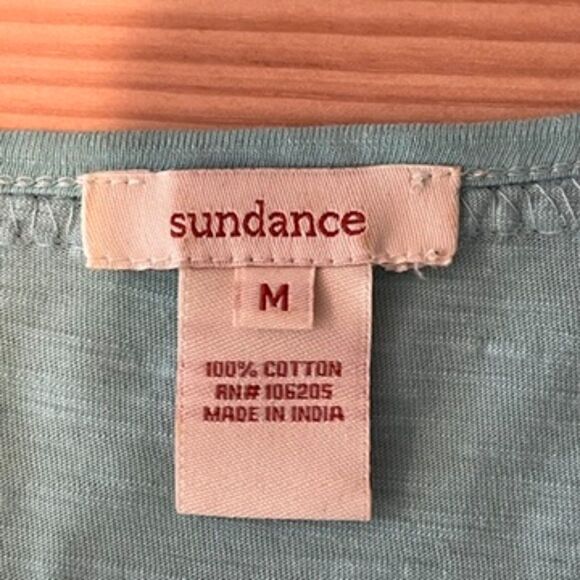 Sundance Beaded Turquoise Boxy T-Shirt Medium Cotton Short Sleeves - Picture 4 of 6